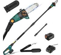 Shein Podadora de altura eléctrica a batería, sierra de podar eléctrica telescópica, con batería/cargador de Li-Ion de 20V 4,0Ah, longitud de hoja de 24 cm,