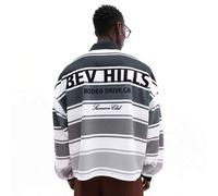 Shein Polo de manga larga a rayas de la Beverly Hills Rodeo Drive Club, top informal con declaración de California