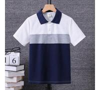 Shein Polo informal con diseño de contrastes y parches de colores múltiples, apropiado para ocio y uso diario, talla preadolescente