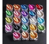 Shein Polvo de brillo multicolor iridiscente con estética Y2K de sirena para decoración de uñas, 23 cajas de polvo cromado holográfico para esmalte de gel