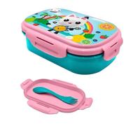 Shein Porta Meriendas Gabbys DollHouse Con Cubiertos, Fiambrera Gabbys DollHouse, Sandwichera Gabbys DollHouse Infantil, Licencia Original 100%, Color Turqu