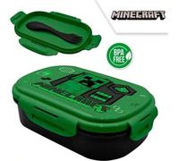 Shein Porta Meriendas Minecraft, Con Cubiertos, Fiambrera Minecraft, Sandwichera Minecraft Múltiple, Niñas, Niños, Infantil, Color Negro y Verde, 22 x 16 x