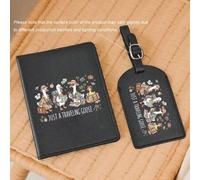 Shein Portapassaporte y etiqueta de equipaje con estampado de "Solo una oca viajera", funda de pasaporte de unicolor, accesorios de viaje adecuados para neg