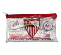 Shein Portatodo con Material Escolar Sevilla Licencia Oficial - Portatodo Sevilla F.C. Con Cierre de Cremallera y Amplio Espacio Interior, Diseño Compacto