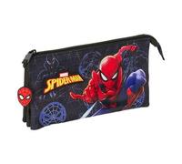 Shein Portatodo Triple Spider-Man "Attack" Diseño Compacto y Ligero | Portatodo Triple Spider-Man "Attack" Con Tres Amplios Compartimentos Con Cremallera, P