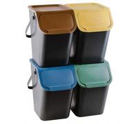 Shein Practical Cubos de Basura 4x25L, Juego de Contenedores para Segregación, Color Negro, Bini 10100599