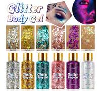 Shein Productos de maquillaje corporal para fiesta de carnaval, productos decorativos para pintar el cabello, uñas y cara, incluye crema brillante, gelatina