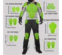 Shein Protector de motocicleta verde, chaqueta de moto, equipo de protección, protector de espalda para motocross, almohadilla de hombro y codo, equipo de m