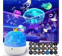 Shein Proyector de luz nocturna de cielo estrellado, proyector de luna y estrellas con 21 películas, alimentado por USB, luces de proyección de estrellas po
