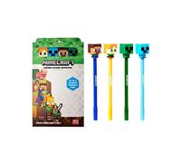 Shein Puckator Juego de 4 bolígrafos borrables con tapa de silicona estilo Minecraft Chibi, suministros estéticos de gel borrables, bolígrafos de gel borrab