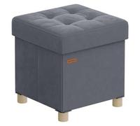 Shein Puff Almacenaje Pequeño, Banco Plegable, 38 x 38 x 40 cm, Reposapiés, 37 L, Superficie de Terciopelo, para Dormitorio, Sala de Estar, Dormitorio, Gris