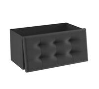 Shein Puff almacenaje plegable T-Lovendo 38x76x38cm taburete reposapiés banco organizador asiento lino acolchado 300kg dormitorio salón pasillo blanco negro