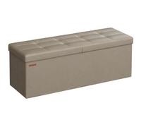 Shein Puff Almancenaje, Banco Almacenaje, Banco con Tapa Plegable, Capacidad de 131 L, con Asiento Acolchado, 38 x 110 x 38 cm, Topo Claro/Negro