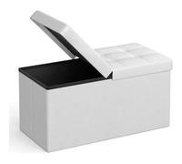 Shein Puff Almancenaje, Banco Almacenaje, Banco con Tapa Plegable, Capacidad de 89 L, con Asiento Acolchado, 38 x 76 x 38 cm, Blanco