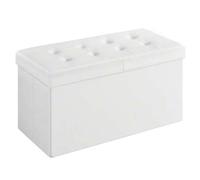 Shein Puff Almancenaje, Banco Almacenaje, Banco con Tapa Plegable, Capacidad de 89 L, con Asiento Acolchado, 38 x 76 x 38 cm, Blanco