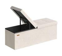 Shein Puff Almancenaje, Banco Almacenaje Plegble, 38 x 110 x 38, Tapa Abatible, Taburete con Reposapiés, Carga 300 kg, Entrada, Salón, Dormitorio, Tela de T