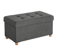 Shein Puff Almancenaje, Banco Almacenaje, Taburete con Reposapiés, Plagable, Banco con Almacenamiento, 38 x 76 x 40, para Sala de Estar, Dormitorio, Gris Os