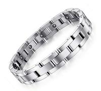 Shein Pulsera De Cadena Hecha A Mano De Acero Inoxidable De Moda Para Hombres Con 15 Cuentas Magnéticas, Longitud Extendida De 22 Cm, Con Herramienta Para Q