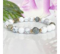 Shein Pulsera de cuentas de Howlita estilo Boho, Coraje, Memoria, Conocimiento, Inspiración, Sanación Emocional, Alivia el Estrés, Joyería Minimalista para