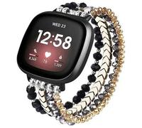 Shein Pulsera elegante de moda compatible con bandas Fitbit Versa 3/Versa 4/Fitbit Sense/Sense 2 para mujeres, pulsera de cuentas hecha a mano de estilo ele
