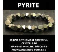 Shein Pulsera hecha a mano de pirita cruda - Cuentas bohemias facetadas, símbolos de riqueza y abundancia, joyería de chakra de fuerza interior, regalo espi