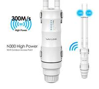 Shein Punto de acceso inalámbrico N300 para exteriores con alimentación PoE, puerto WAN/LAN, resistente al agua, amplificador de Wi-Fi de largo alcance con