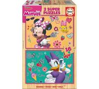 Shein Puzzle Minnie And The Happy Helpers Disney Madera 2X16Pzs, Divertido y Educativo para Todas las Edades | Puzzle Fácil de Montar y Fomenta Benefcios Ed