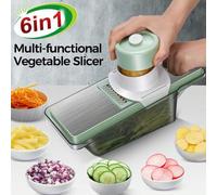 Shein Rallador de queso giratorio 5 en 1, mandolina, cortador de verduras en juliana, cortador de gofres, picador de frutos secos con mango y base de succió
