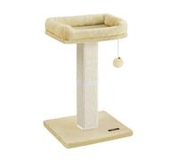 Shein Rascador para Gatos, Poste de Rascado con Plataforma de Tela de Felpa de 40 x 30 cm, Árbol para Gatos, Altura de 68 cm, Poste de Sisal, con Pompón, be