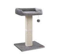 Shein Rascador para Gatos, Poste de Rascado con Plataforma de Tela de Felpa de 40 x 30 cm, Árbol para Gatos, Altura de 68 cm, Poste de Sisal, con Pompón,Gri