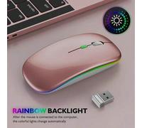 Shein Ratón inalámbrico Bluetooth, ratón de modo dual recargable con LED (Bluetooth 5.2 y receptor USB), ratón silencioso portátil, apto para portátil/orden