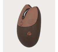 Shein Ratón inalambrico M3 con ligero con dulce con pata de gato patrón con oreja de gato en forma de , adecuado para , PC , portátiles , , café marrón