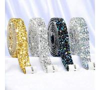 Shein Rayas con piedras de fantasía holográficas de diferentes tamaños para decoración de ropa, joyería y manualidades festivas - Ancho de 1/1,5/2/3 cm, con