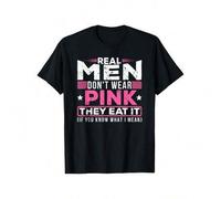 Shein Real men don't wear pink, they eat their sexy perverted mouth cat t-shirt Casual Fabric