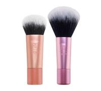 Shein Real Techniques Mini Brocha Dúo para Base y Rubor, Tamaño de Viaje, Para Rubor Suelto y Base Líquida, Set de 2 Piezas