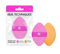 Shein Real Techniques Miracle 2-En-1 Borla de Polvo, Doble Cara, Borla de Mezcla de Maquillaje de Tamaño Completo, Banda Elástica Reversible, Esponja de Maq