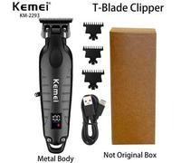 Shein Recortadora de cabello profesional KM-2293 - Recortadora con cuchilla en T, Body de metal, display LCD, diseño actualizado del modelo 2299, regalo ide