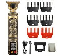 Shein Recortadora de cabello T9, kit de aseo personal para hombres, pantalla digital, afeitadora eléctrica, Body de metal, diseño con patrón de dragón, mejo