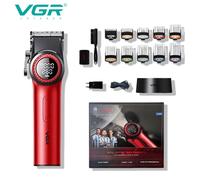 Shein Recortadora de cabello VGR de alto rendimiento, 9000 RPM, recortadora inalámbrica con velocidad ajustable, pantalla digital, herramienta de peluquería