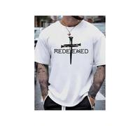 Shein Redemption Cross Nailed Faith In God Jesus - Men's Casual T-Shirt - Cotton - Fabric Comfortable And Breathable - Suitable for Daily Outdoor Wear
