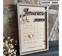 Shein Regalo de aniversario personalizado para parejas, placa de calendario Save The Date, letrero de madera para boda y compromiso