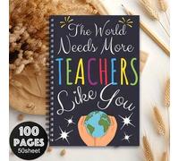 Shein Regalo de aprecio al maestro - Cuaderno de espiral "El mundo necesita talla grande maestros como tú" con portada de la Tierra y las estrellas - Cuader