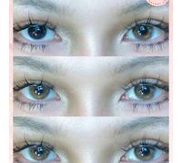 Shein Regalo de color aleatorio 1 par de lentes de contacto blandos de uso diario para maquillaje con diseño de ojo marrón té frío natural de 14,20 mm, desc