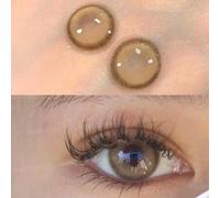 Shein Regalo de color aleatorio 1 par de lentes de contacto suaves de color miel natural, lentes cosméticas Caramel Whirl de 14.00 mm para uso diario, desca