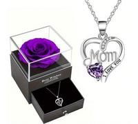 Shein [Regalo de Jabón de Rosa de Alta Gama] Caja de regalo de jabón de rosa de alta gama, collar con colgante de carta "MAMÁ", adecuado para el Día de la M