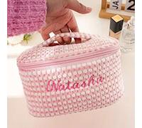 Shein Regalo de Navidad, Bolsa de Cosméticos de Terciopelo de Gran Capacidad con Bordado Personalizado, Regalo Personalizado para Mujeres, Regalo para Dama