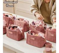 Shein Regalo de Navidad personalizado: Bolsa de cosméticos con bordado de nombre, ideal para regalos de damas de honor, recuerdos de boda, bolsas de aseo de