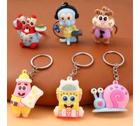 Shein Regalos para fiesta de cumpleaños con temática de SPONGEBOB, Bob Esponja y Patricio Estrella, llaveros de PVC con los personajes de Patricio Estrella,