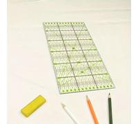 Shein Regla acrílica antideslizante para acolchar de 5.9" x 11.8" con líneas impresas claras para un corte preciso, herramienta de acolchado DIY con regla m