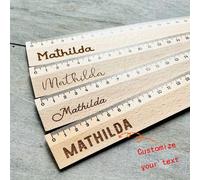 Shein Regla personalizada con grabado láser - Nombre personalizado, madera (residuo electrónico) - Herramienta de medición de doble propósito y papelería el